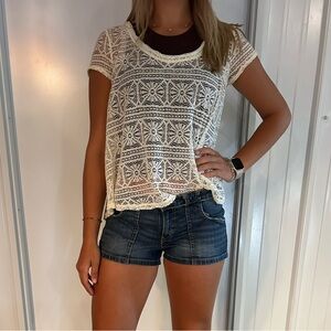 American Eagle Outfitters Cream Lace Blouse